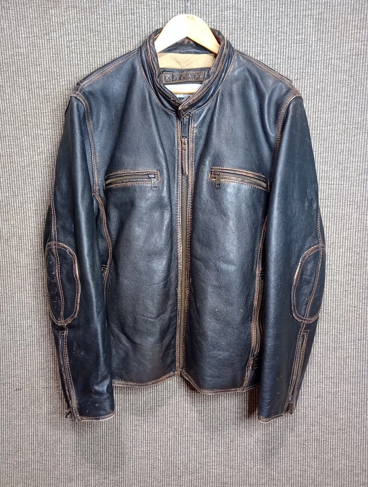 JAQUETA DE COURO AUTÊNTICA 2009 VINTAGE MASCULINA ANDREW MARC NOVA YORK MOTOCICLETA GG  - Imagem 3 de 4