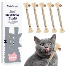 HYSDBAGS 5 Pack Silvervine Sticks Cat Toys, Natural Chew Kitten Brown