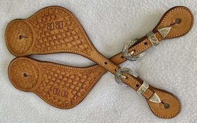 NEW Vintage B-C Silversmith's 3'' WIDE Men's SPUR STRAPS~STERLING Overlay BUCKLES