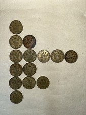 Lot Of 14 (14pcs) Three Pence Coin Dated 1940-1945