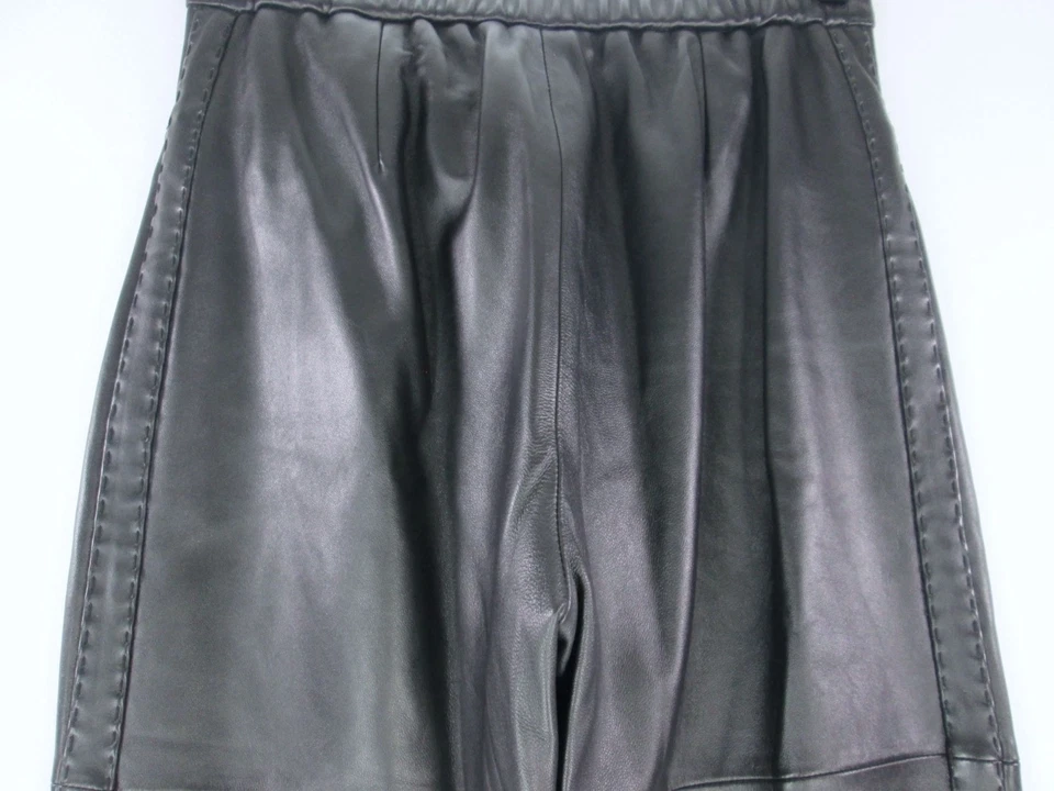 Pantalones de cuero negros vintage años 90 para mujer talla M tiro alto pierna recta motociclista Foto 2 de 4