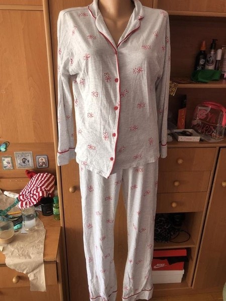 Women George Pajama Set Grey Cotton S