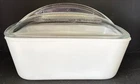 Westinghouse Milk Glass Refrigerator Dish Large Loaf Pan Clear Lid Vintage 1950s