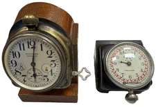 Pair of antique Waltham ships' clocks