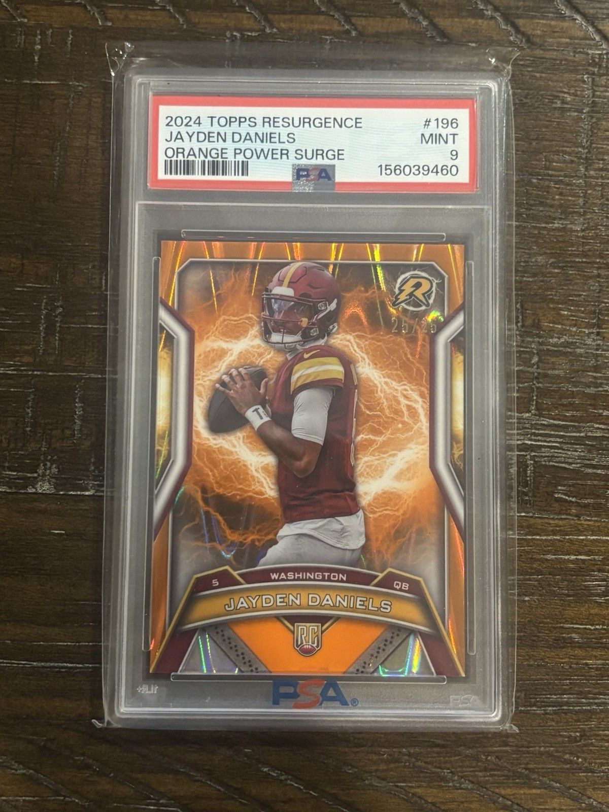 2024 Jayden Daniels Topps Resurgence Orange Power Surge Rookie /25 PSA 9
