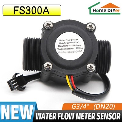 FS300A Fluid Liquid Flow Meter Sensor 3/4'' Water Flow Sensor 1-60L/min Meter