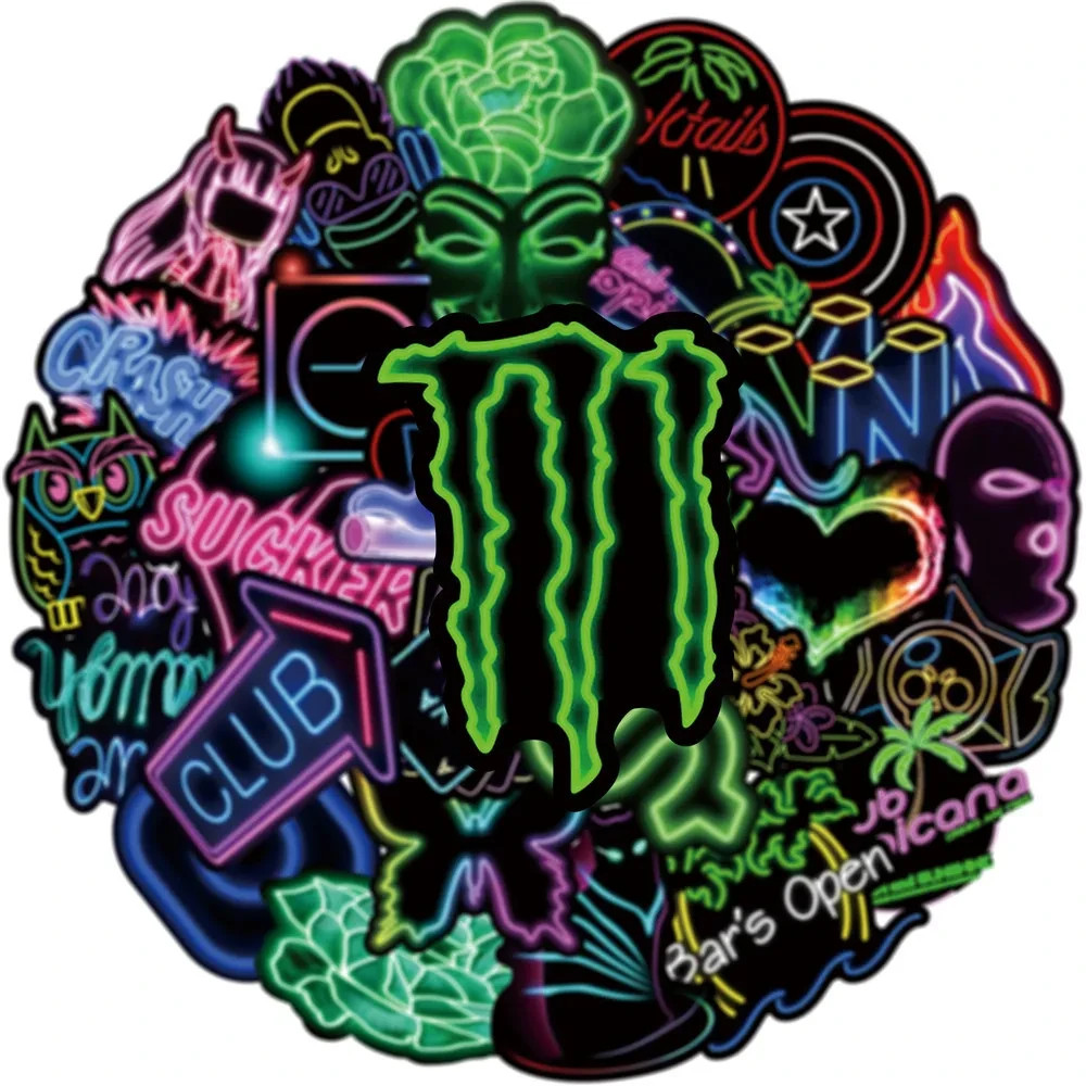 50PCS Cool New Neon Graffiti Stickers Notebook Guitar Skateb
