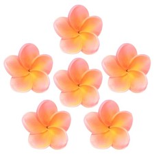 6-Pack Artificial Plumeria Flower Heads, 3.54" Fake Plumeria Flowers,Orange-Pink