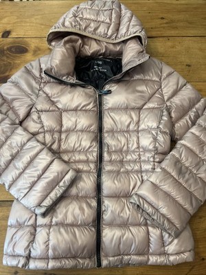 Calvin Klein Women's Blue Packable Hooded Down Puffer Jacket Zip Pockets LG