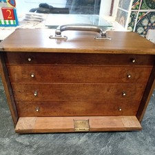 Vintage engineering wooden toolbox. 4 draw, man cave, 16x10x8.5 inch