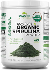 Zazzee USDA Organic Spirulina Powder, 2.2 Pounds 1 KG , 303 Servings, Certified