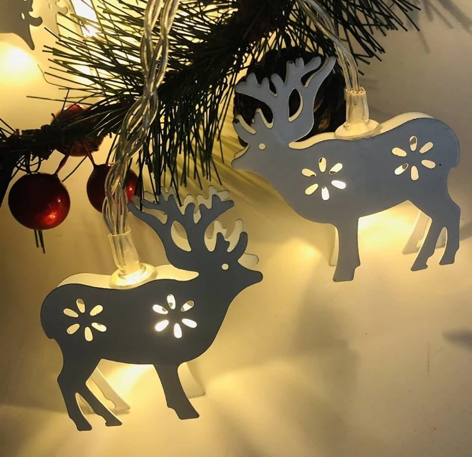 Reindeer Cutout String Lights Metal 4ft. Battery Operated Warm Lights - Image 4 of 4