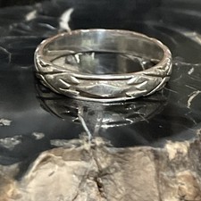Southwestern Style Sterling Silver Patterned Band Ring Size 7.75