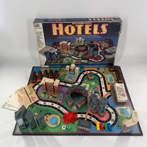 VTG Hotels Board Game 99.9% Complete Milton Bradley 1987 3D Buildings RARE