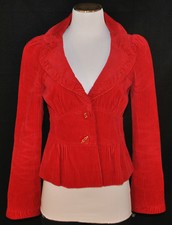 Chic Red Elevenses Boho Steampunk Corduroy Cropped Layering Jacket Blazer 4