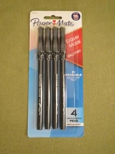 Paper Mate EraserMate Erasable Pens, 4-pack, Medium Point (1.0mm), Black