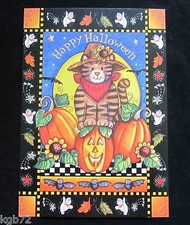 Leanin Tree Halloween Greeting Card Witch Cat Pumpkin Moon Multi Color HW8