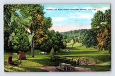 Postcard Illinois Peoria IL Detweiller Park Picnic Area 1941 Posted Linen