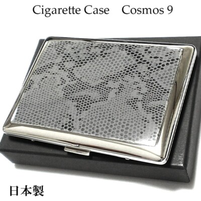 tsubota pearl cigarette case Tsubota Pearl Cosmos 9 Cigarette Case Snake Pattern Silver Made in Japan