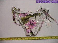 Women's Medium Shade  Shore Low Coverage Cheeky White Floral Swim Bottom