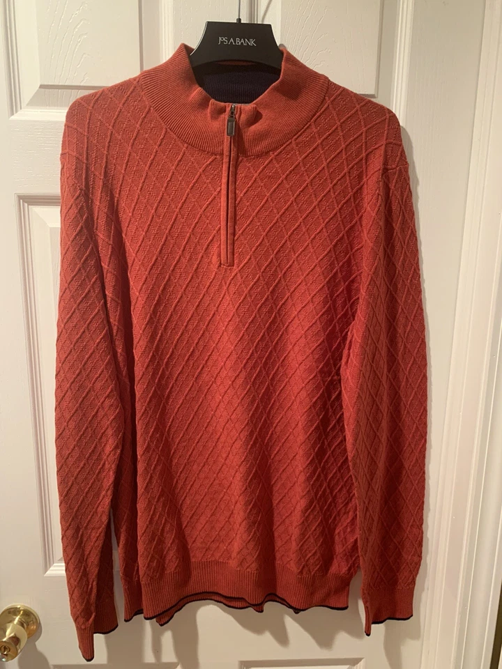 Suéter Jos A Bank Para Hombres Cuarto Cremallera Viajero Talla XLT XL Alto Naranja Nuevo con Etiquetas Foto 2 de 4