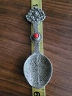 Antique Turkish Cafe Spoon Cast Silver Metal With Coral Stone — photo 1