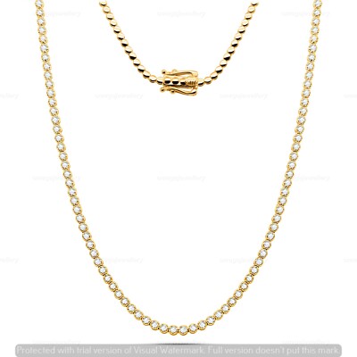 Certified Natural Diamond Tennis Necklace 10K Yellow