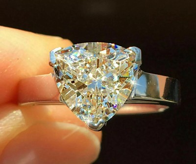 4.00 Ct Certified Triangle Cut Yellow Natural Diamond Ring Great Shine & Luster