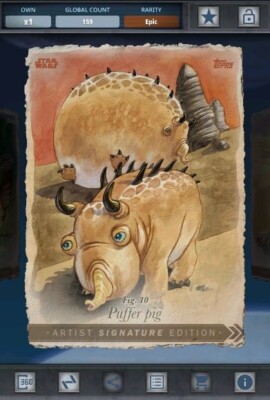 Star Wars Card Trader - Original Art Signature Fauna Puffer Pig Epic 159cc