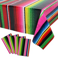 4 Pcs Disposable Mexican Fiesta Tablecloth Birthday Party Decorations Plastic...