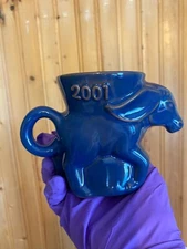 FRANKOMA POTTERY VTG Collectible, political 2001 Democr. blue mug shaped donkey