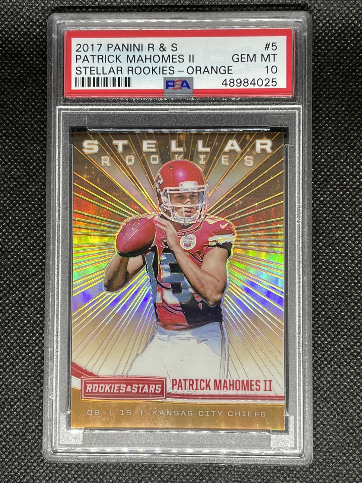 Patrick Mahomes Panini Rookies & Stars Stellar Rookies #5 Orange