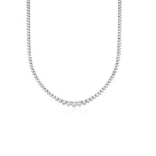 Collier De Tennis En Moissanite Réel Gradué 7Ct Plaqué Or Blanc 14K 16" V-Day