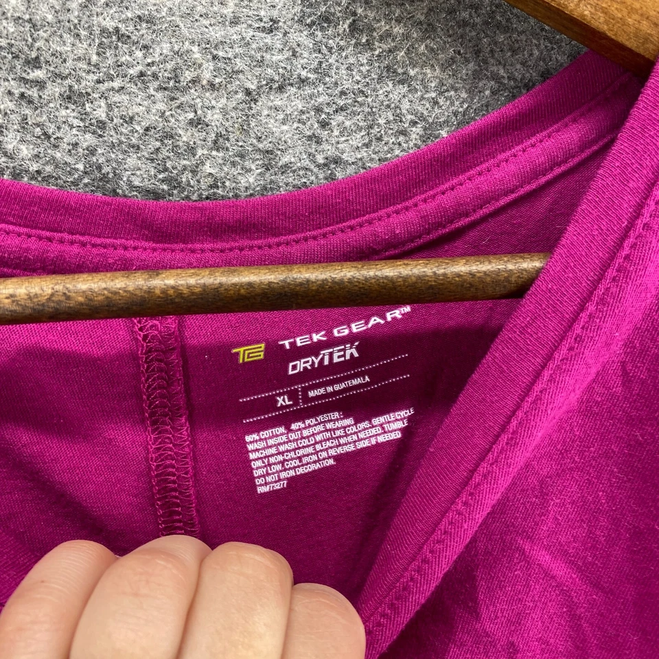 Camiseta Tek Gear Mujer XL Púrpura Rayas Cuello en V Manga Corta Algodón Pullover Foto 3 de 4