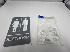 Headline 4812 ADA Sign Restroom Symbol Tactile Graphic Molded Plastic 6 x 9 Gray