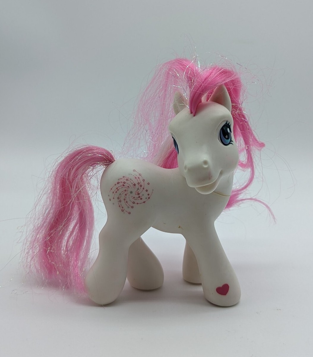My Little Pony 2002 White W/ Pink Sparkle Hair Fireworks Design