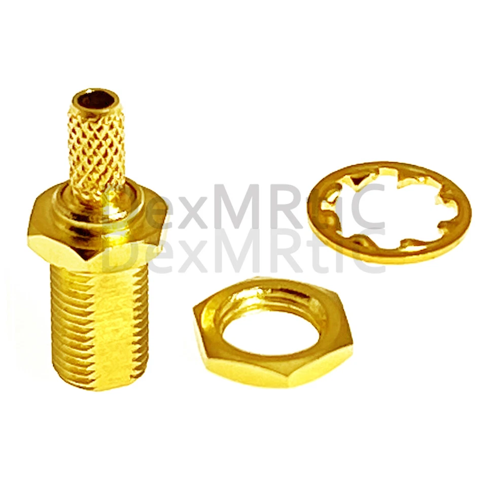 1PC MCX female nut bulkhead connector  crimp for RG316 RG174 cable goldplated  - Image 4 of 4
