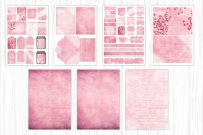 7 A4 Scrapbook Ausschneidebogen Bastelpapier Vintage Junk Journal Ephemera Set