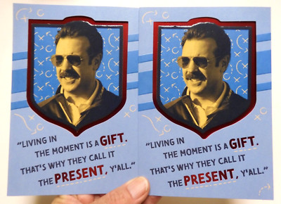 2 Cards Hallmark Birthday Ted Lasso Living in The Moment is a Grift The Present