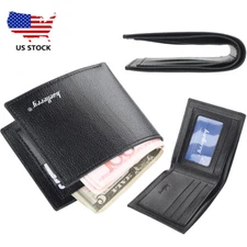 Man's Leather Small Wallet Clutch Bag Foldable Wallet ID Card Pocket Purse Gift