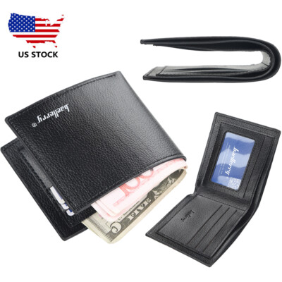 Man's Leather Small Wallet Clutch Bag Foldable Wallet ID Card Pocket Purse Gift