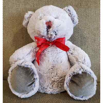 Super Soft Grey Homerbest Bear with Red Heart Bow Stuffed Animal Plush Toy