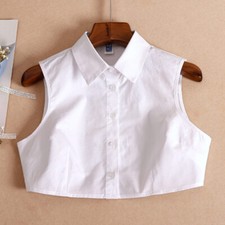 Women Fake Collar Half Shirt Lapel Button Business Casual Office Work Decorative