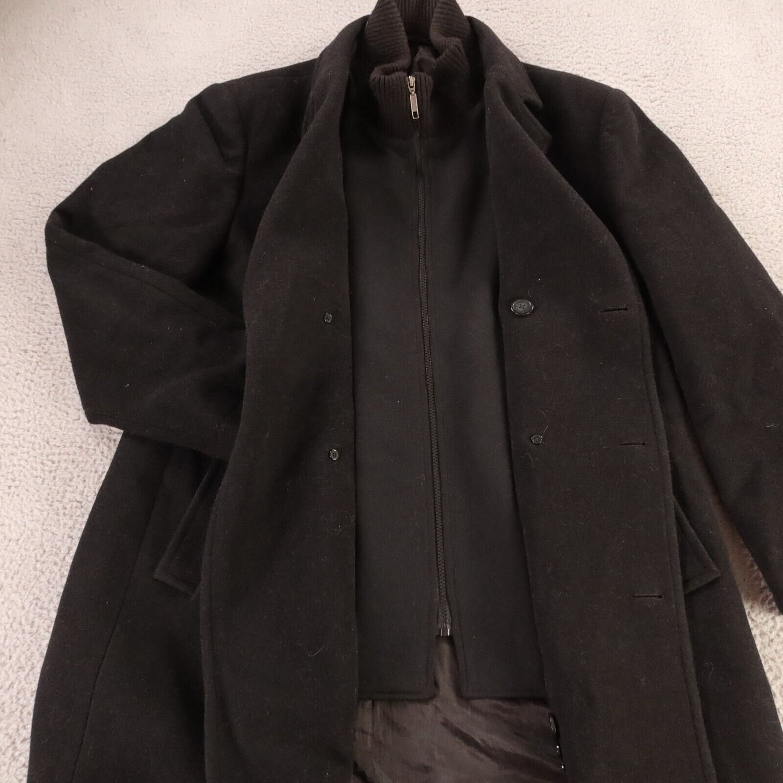 Chaps Pea Coat Mens 44R Black Wool Overcoat Jacket - image 4