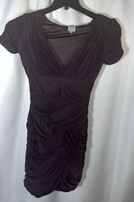 Halton Heritage Purple Bandage Ruched Mini Party Evening Xs  V-neck Short Sleeve