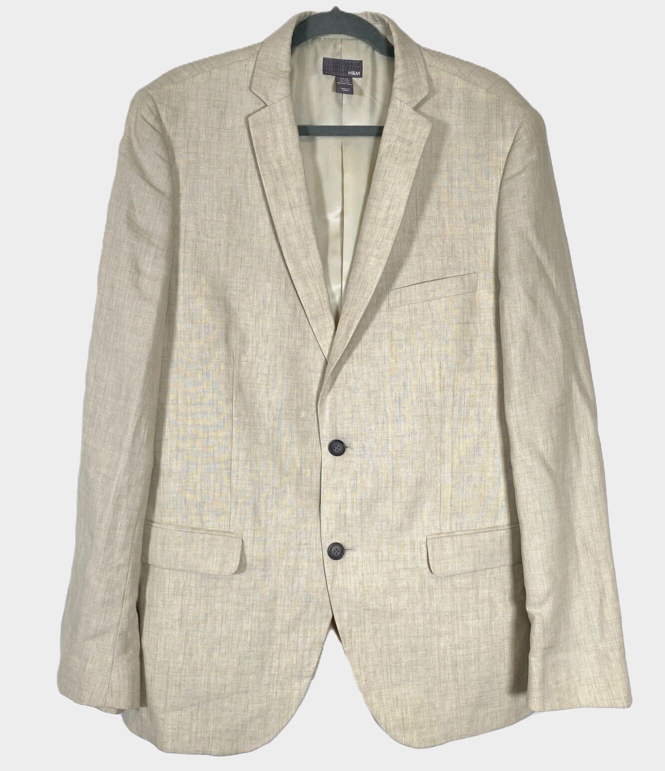 H & M Men's 100% Linen Jacket, Blazer 44R Light Beige