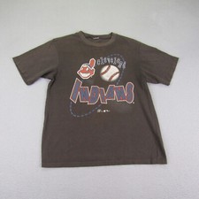 Vintage Cleveland Indians Shirt Mens XS Gray Single Stitch Chief Wahoo 1996 90s