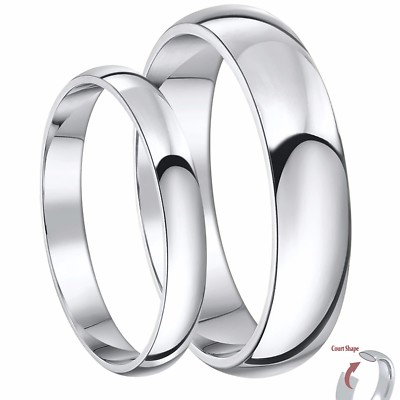 Ihn & Ihr 3mm & 5mm Platinum Ehering Set Court Form M Gewicht Bänder