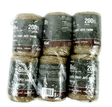 Twisted Jute Garden Twine 6 ROLLS 200 Feet Each 1200ft Brown Cord Craft String
