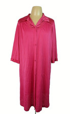 Pink House Coat Muumuu RARE VTG 70s Vanity Fair Button Up Robe sz M Raspberry